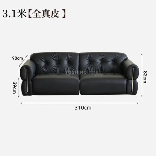 Black leather sofa small apartment living room big black cow