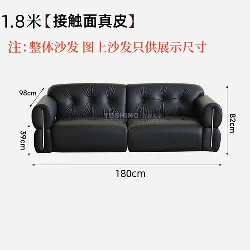 Black leather sofa small apartment living room big black cow