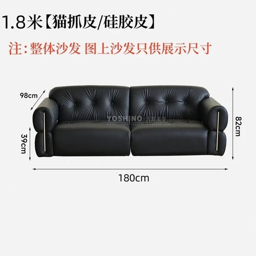 Black leather sofa small apartment living room big black cow