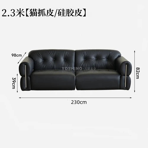 Black leather sofa small apartment living room big black cow