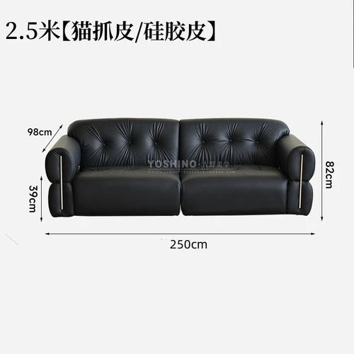 Black leather sofa small apartment living room big black cow