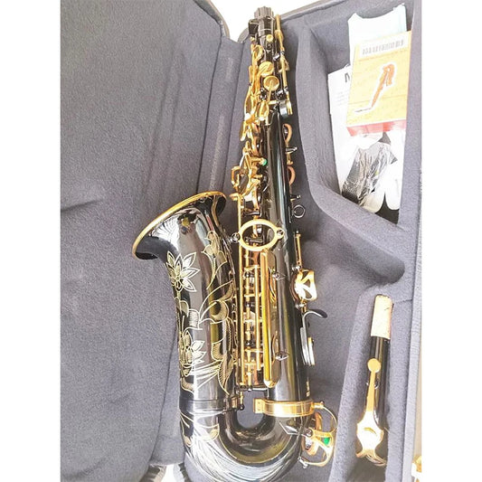 Brand Black YAS-82Z Alto Saxophone E-Flat Gold Plated Key Professional Musical Instruments Sax With Mouthpiece Leather Case and
