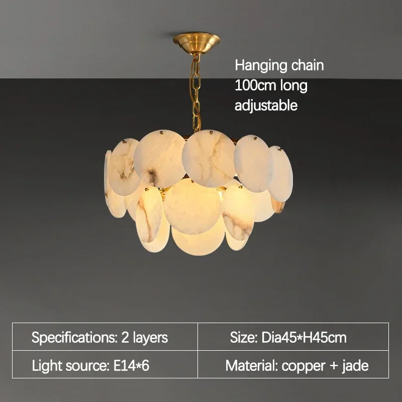Build Our Home With Art LED Natural Marble Disc Ceiling Chandelier Lighting Lustre Suspension Luminaire Lampen For Living Room