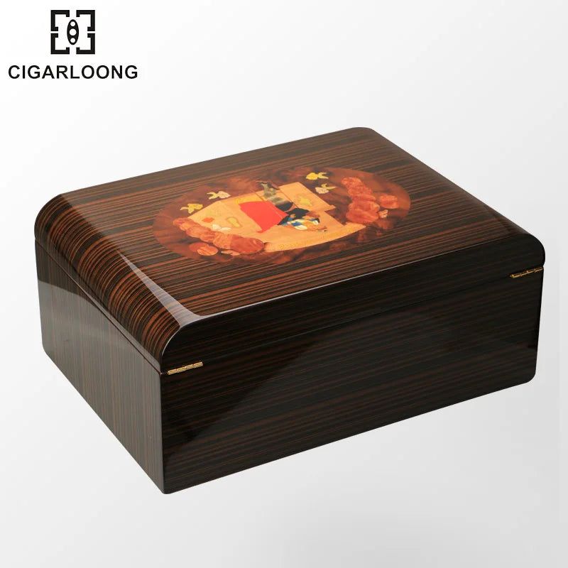 CIGARLOONG Cigar Box Wooden Cigar Display box humidor for cigars With handle cigar humidifier HH-105
