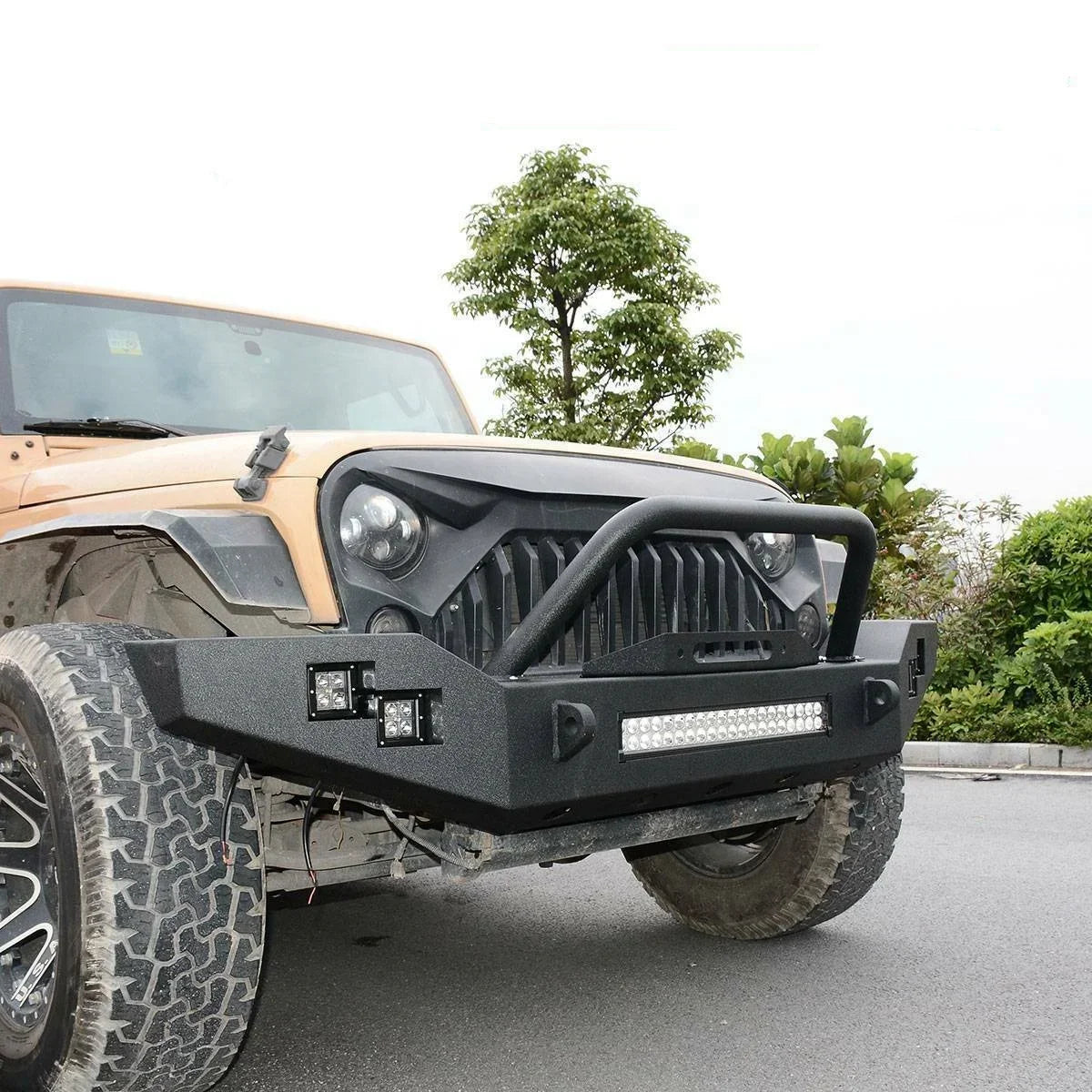 Car Front Bumper with LED Lights For Wrangler JK 2007-2017