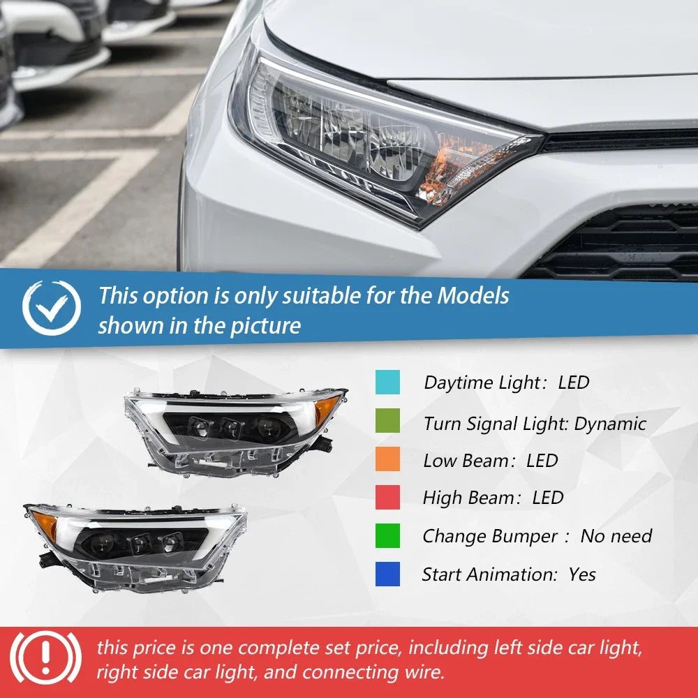 Car Front Lamps for Toyota RAV4 2020-2024 LED Auto Headlights Assembly Upgrade Three Projector Lens Design Tool Accessories