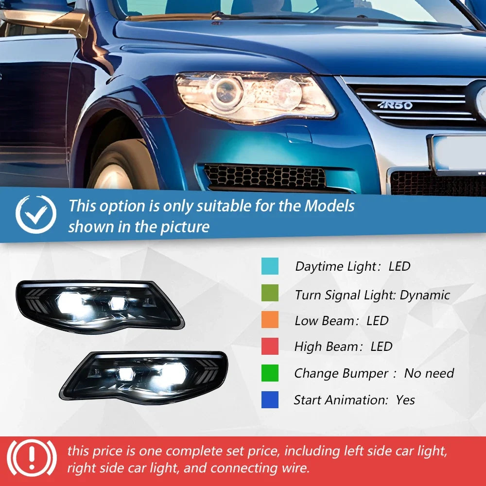 Car Front Lamps for VW Touareg 2007-2010 LED Auto Headlights Assembly Upgrade High Configure Projector Lens Assembly Accessories