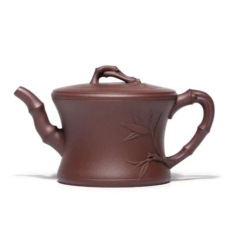 Centennial Liyong Purple Clay Pot Yixing Handmade Famous Teapot Household Kung Fu Tea Set Raw Ore Purple Clay Bamboo 460cc Purpl