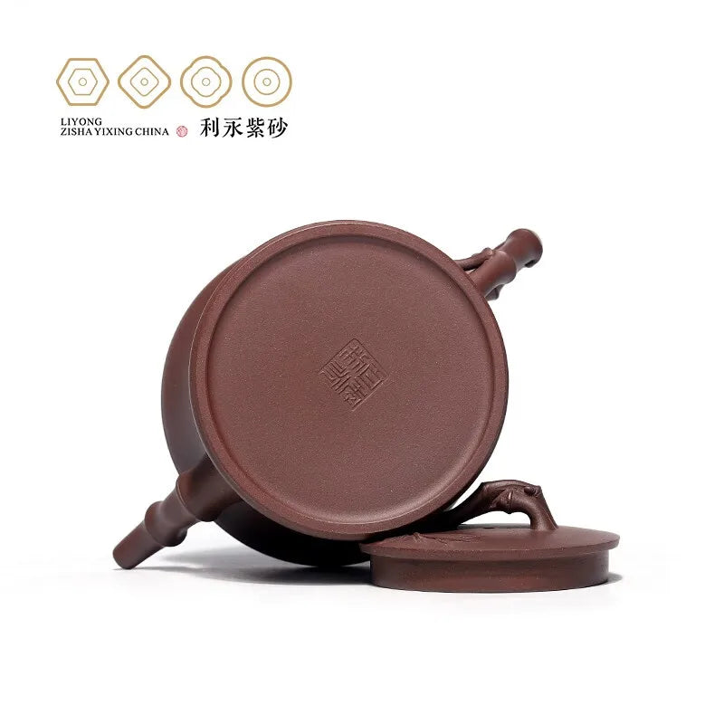 Centennial Liyong Purple Clay Pot Yixing Handmade Famous Teapot Household Kung Fu Tea Set Raw Ore Purple Clay Bamboo 460cc Purpl