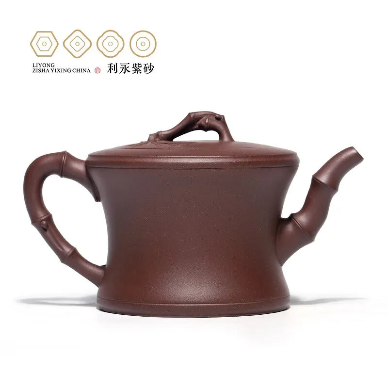 Centennial Liyong Purple Clay Pot Yixing Handmade Famous Teapot Household Kung Fu Tea Set Raw Ore Purple Clay Bamboo 460cc Purpl