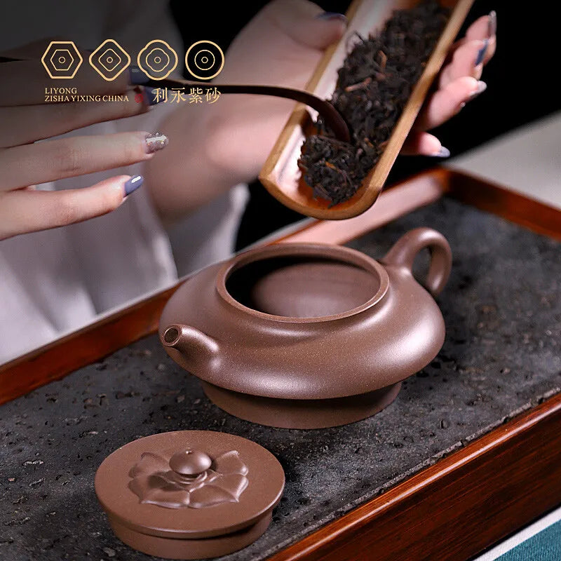 Centennial Liyong Yixing Famous Fan Caiqin Pure Handmade Purple Clay Pot Raw Ore Old Segment Mud Heling Pot Kung Fu Tea Set Teap