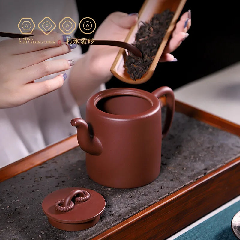 Centennial Liyong Yixing Famous Fan Caiqin Pure Handmade Purple Clay Pot Raw Ore Purple Clay Double Circle Pot Kung Fu Tea Set T