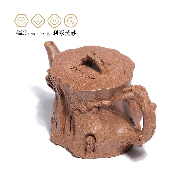 Centennial Liyong Yixing Famous Pure Handmade Purple Clay Pot Flower Ware Raw Ore Beige Clay Kung Fu Tea Set Teapot Pine Pile ·