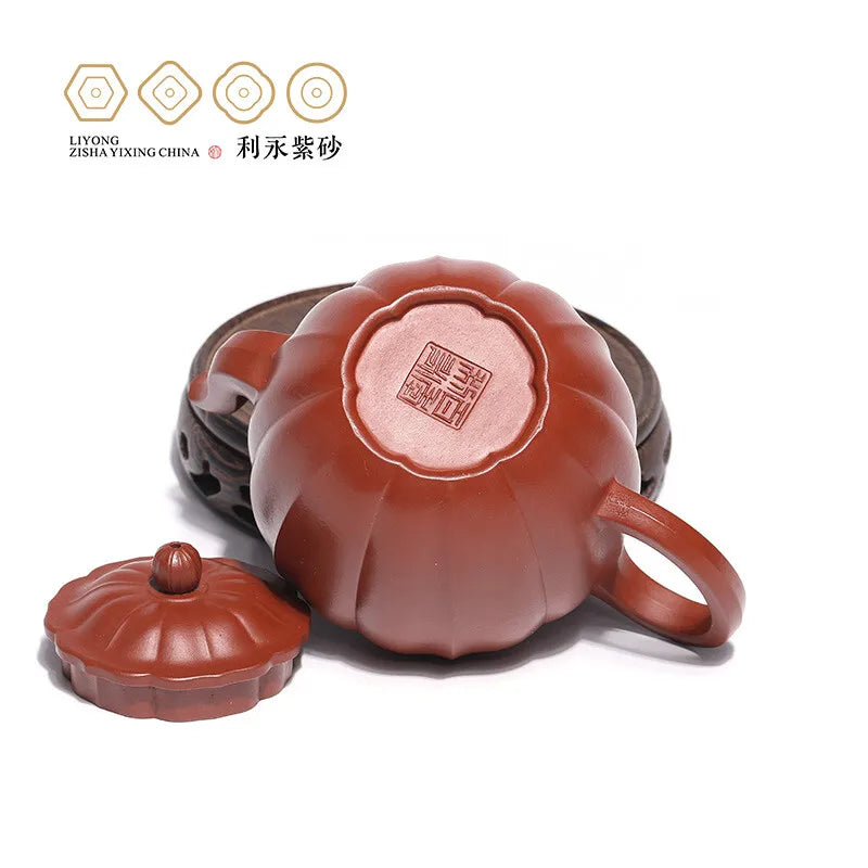 Centennial Liyong Yixing Famous Pure Handmade Purple Clay Pot Original Yixing Clay Ming-Style Rhombus Pot Kung Fu Tea Set Tendon