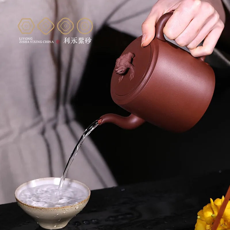 Centennial Liyong Yixing Famous Pure Handmade Purple Clay Pot Raw Ore Bottom Trough Cleaning Golden Toad Pot Kung Fu Tea Set Tea