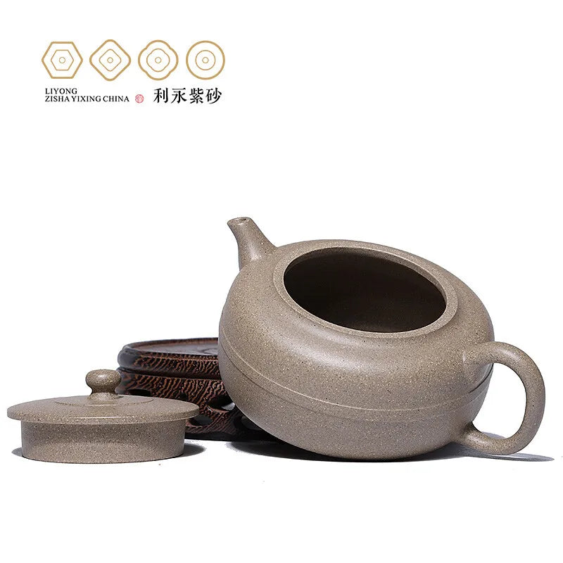 Centennial Liyong Yixing Famous Pure Handmade Purple Clay Pot Raw Ore Jade Belt round Bead Pot Kung Fu Tea Set Teapot