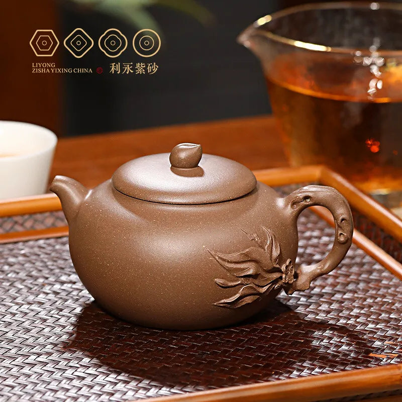 Centennial Liyong Yixing Famous Pure Handmade Purple Clay Pot Raw Ore Old Segment Mud Peach Pot Kung Fu Tea Set Teapot 190cc