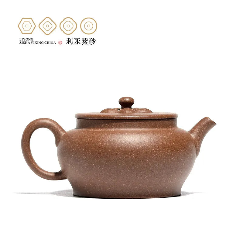 Centennial Liyong Yixing Famous Pure Handmade Purple Clay Pot Raw Ore Old Segment Mud Rhombus Flat Drum Pot Kung Fu Tea Set Teap