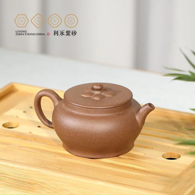 Centennial Liyong Yixing Famous Pure Handmade Purple Clay Pot Raw Ore Old Segment Mud Rhombus Flat Drum Pot Kung Fu Tea Set Teap