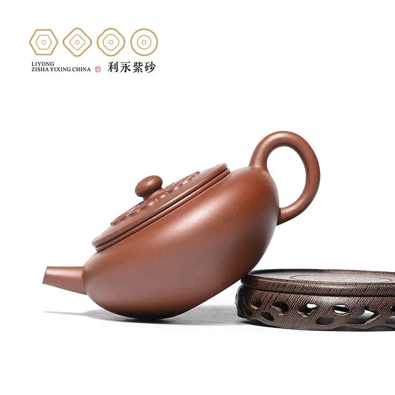 Centennial Liyong Yixing Famous Pure Handmade Purple Clay Pot Raw Ore Plain Cement Xiangyun Pot Kung Fu Tea Set Teapot 385cc