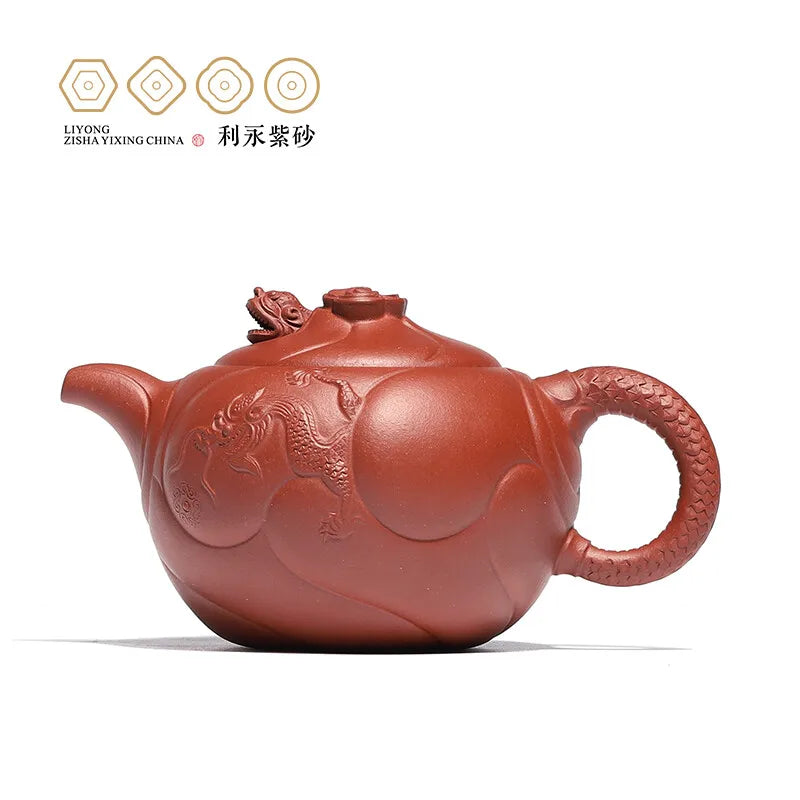 Centennial Liyong Yixing Famous Pure Handmade Purple Clay Pot Raw Ore Purple Clay Fish and Dragon 2022 Kung Fu Tea Set Teapot 30