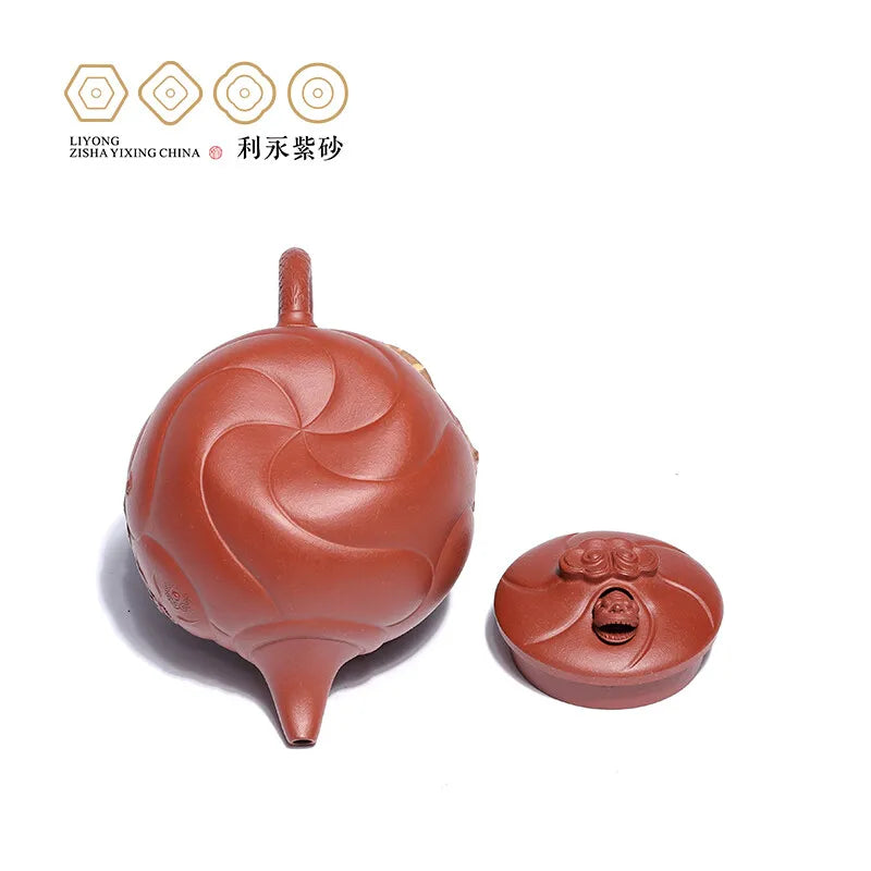 Centennial Liyong Yixing Famous Pure Handmade Purple Clay Pot Raw Ore Purple Clay Fish and Dragon 2022 Kung Fu Tea Set Teapot 30