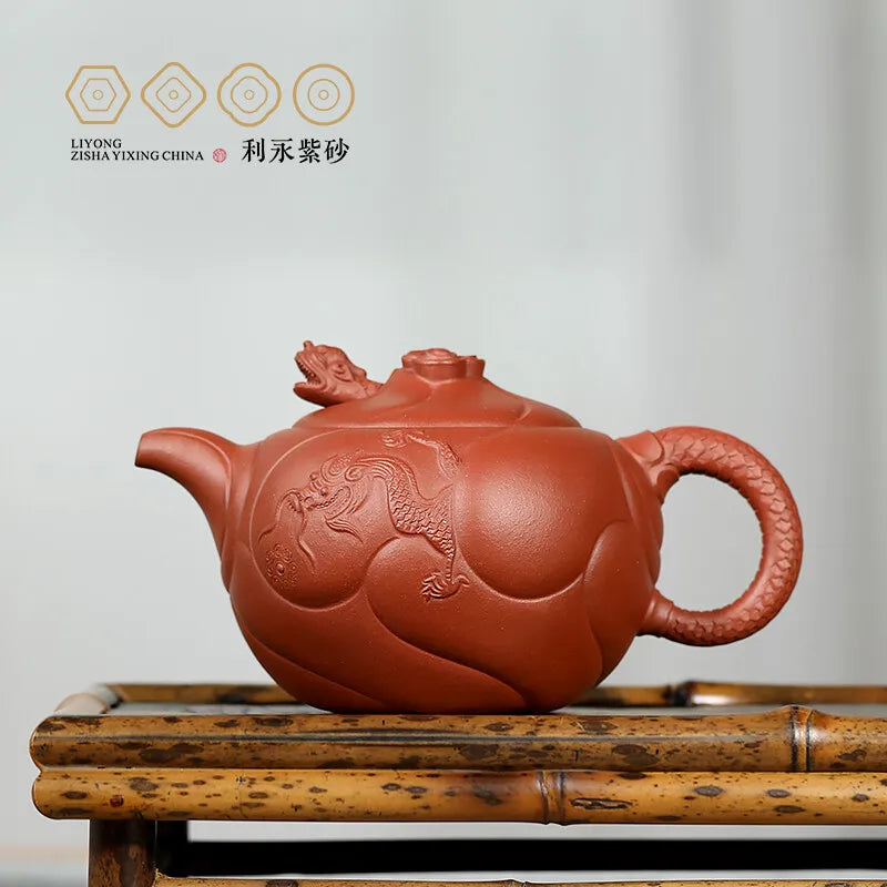 Centennial Liyong Yixing Famous Pure Handmade Purple Clay Pot Raw Ore Purple Clay Fish and Dragon 2022 Kung Fu Tea Set Teapot 30