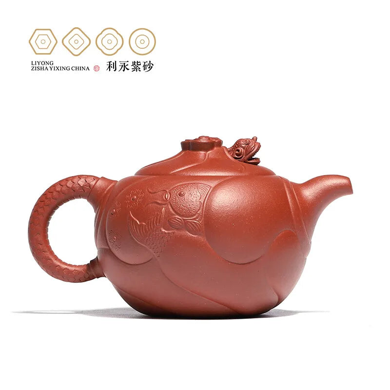 Centennial Liyong Yixing Famous Pure Handmade Purple Clay Pot Raw Ore Purple Clay Fish and Dragon 2022 Kung Fu Tea Set Teapot 30