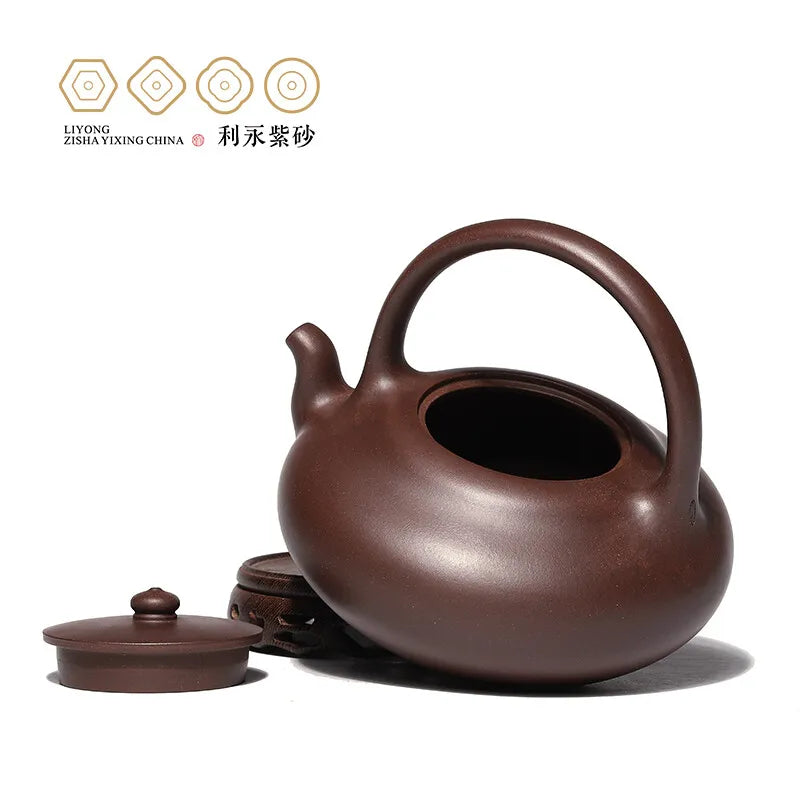 Centennial Liyong Yixing Famous Pure Handmade Purple Clay Pot Raw Ore Purple Clay Long Loop-Handled Teapot Kung Fu Tea Set Teapo