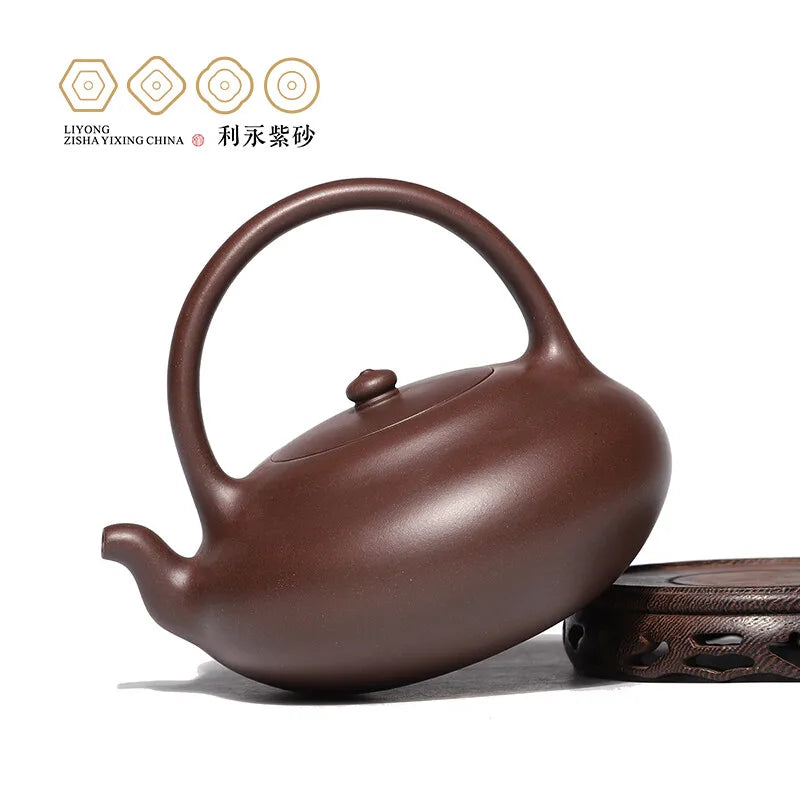 Centennial Liyong Yixing Famous Pure Handmade Purple Clay Pot Raw Ore Purple Clay Long Loop-Handled Teapot Kung Fu Tea Set Teapo