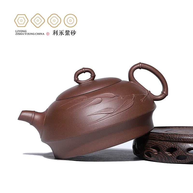 Centennial Liyong Yixing Famous Pure Handmade Purple Clay Pot Raw Ore Purple Clay Qingyi Pot Kung Fu Tea Set Teapot 310cc Purple