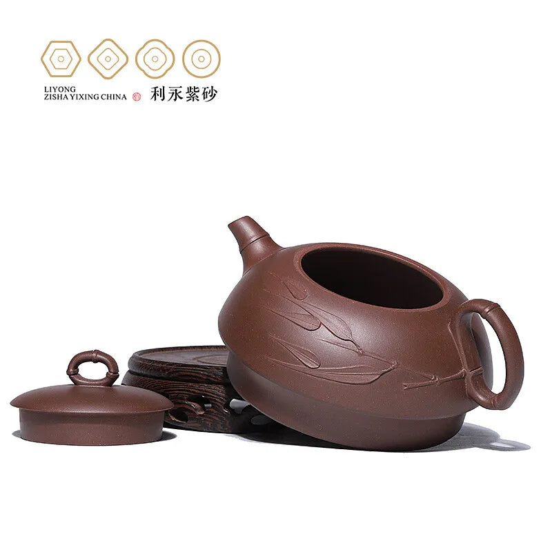 Centennial Liyong Yixing Famous Pure Handmade Purple Clay Pot Raw Ore Purple Clay Qingyi Pot Kung Fu Tea Set Teapot 310cc Purple