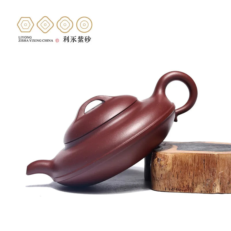 Centennial Liyong Yixing Famous Pure Handmade Purple Clay Pot Raw Ore Purple Clay Thread round Pot Kung Fu Tea Set Teapot 240cc