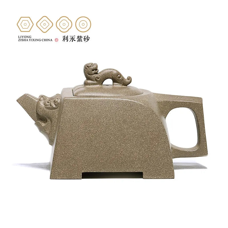 Centennial Liyong Yixing Famous Pure Handmade Purple Clay Pot Raw Ore Sleeping Tiger Pot Kung Fu Tea Set Teapot 280cc Green Sect