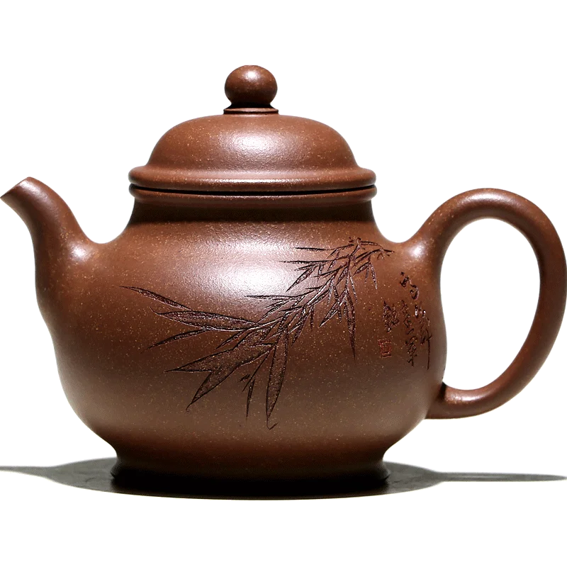 【 Changtao 】 Yixing Original Mine Purple Clay Pot, Li Jianjun Fully Handmade Osmanthus Sand High Pan Engraved 250cc