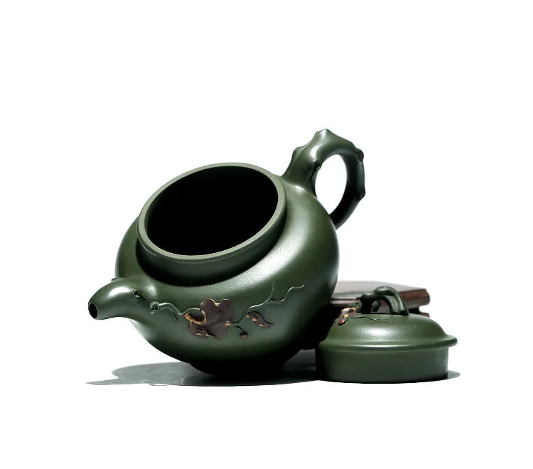 【 Changtao 】 Yixing Original Mine Purple Clay Pot Tea Jiang Yaping Handmade Flower Tool Ink Green Mud Squirrel Grape 310cc