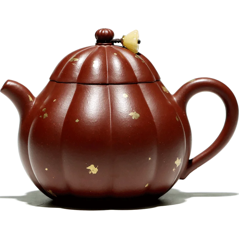 【 Changtao 】 Yixing Purple Clay Pot Handmade Tea Pot, Wang Tao's Rib Pattern Tool, Sprinkled Gold, Zhu Mud, Gao Pan