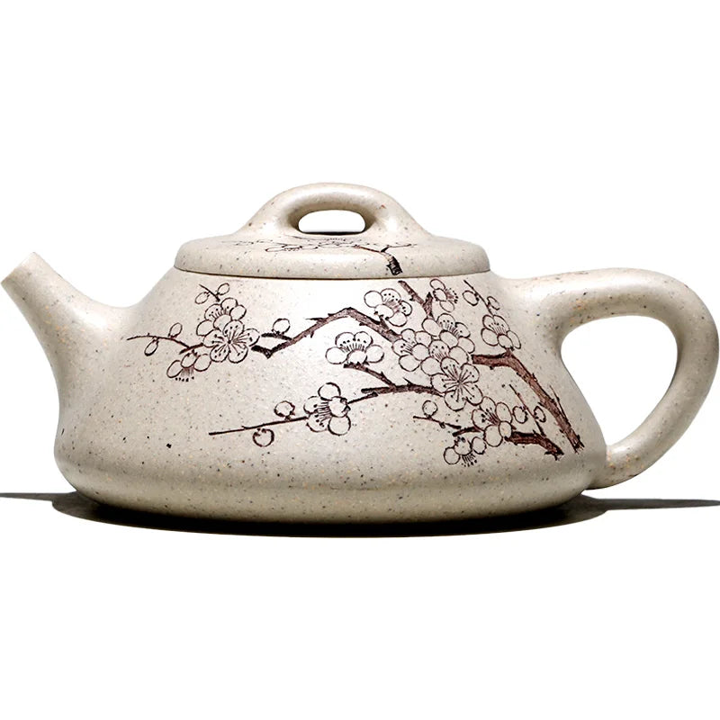 【 Changtao 】 Yixing Raw Mine Purple Clay Pot Pot, Shunqing, Fully Handmade Seven Star White Jade Section Plum Blossom Stone