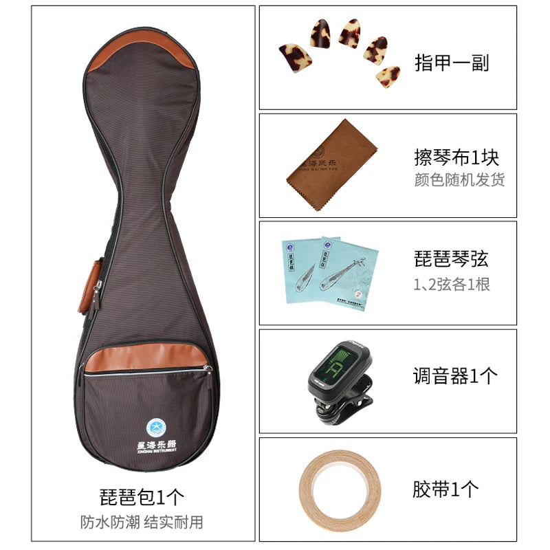 Chinese Lute Pipa Rosewood National String Music Instrument, Pi PA, Famous Brand, Adult Playing Pipa with Full Pipa Accessories