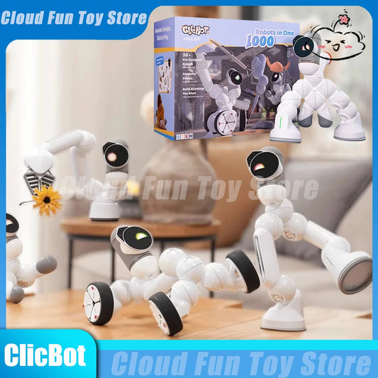 Clicbot Intelligent Robot Modular Splicing Ai Program Kid Puzzle Toys Model Desktop Electronic Pet Robot Accompany Xmas Gift Toy