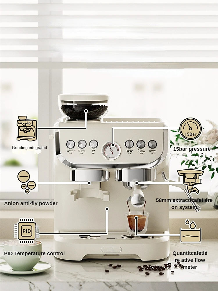 Coffee Machine Italian Full & Semi Automatic Household Cafetière Small Foam Grinding Integrated Smart Coffee Machine