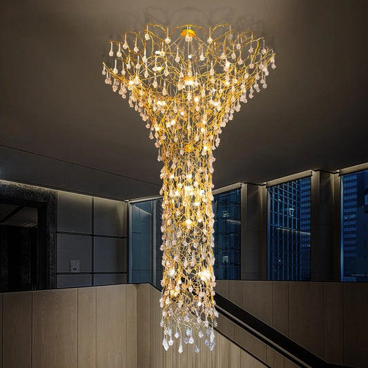 Contemporary Crystal Chandelier Duplex Villa Hotel Stair Light Luxury Grand Sales Department