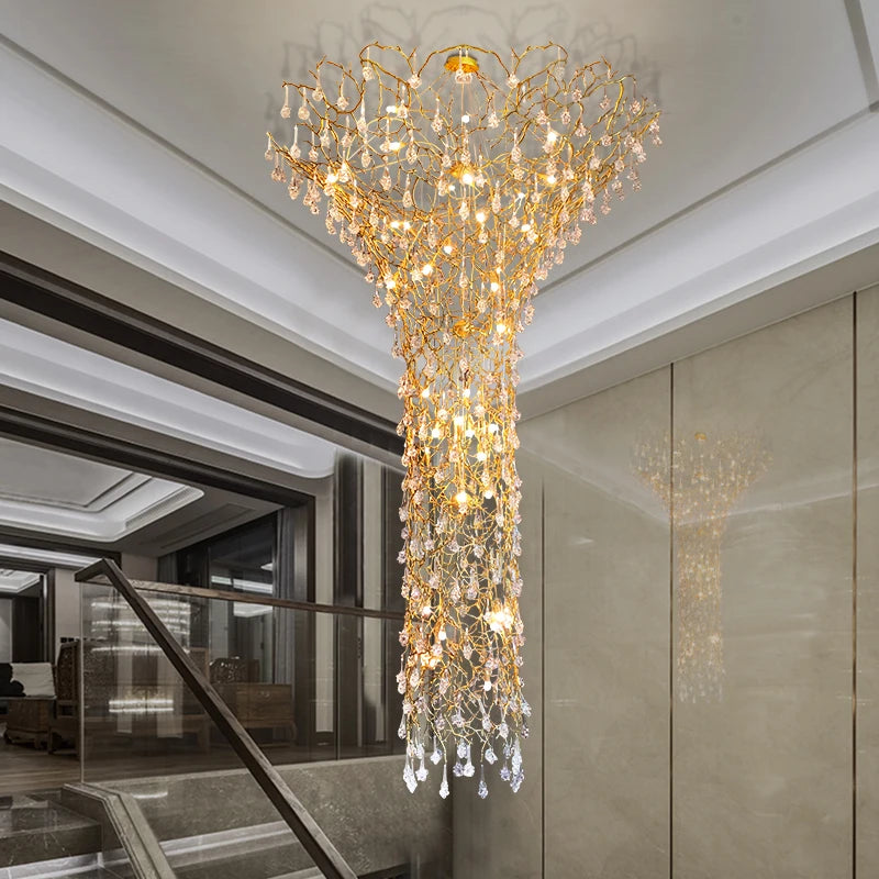 Contemporary Crystal Chandelier Duplex Villa Hotel Stair Light Luxury Grand Sales Department
