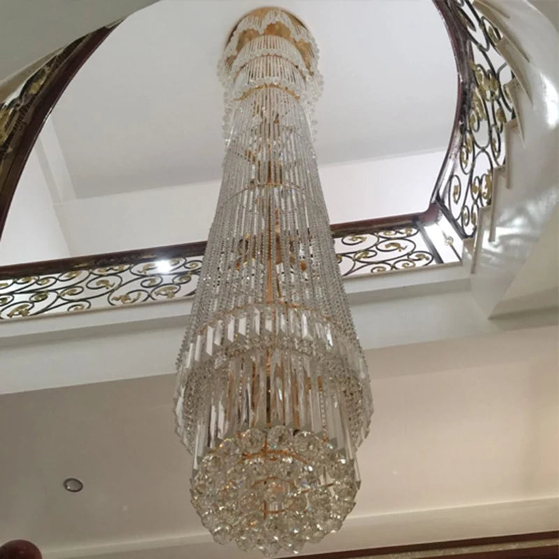 Contemporary Crystal Chandelier Spiral Staircase Lamp Duplex Villas Long The Houselarge Crystal Lighting Chandelier Living Room
