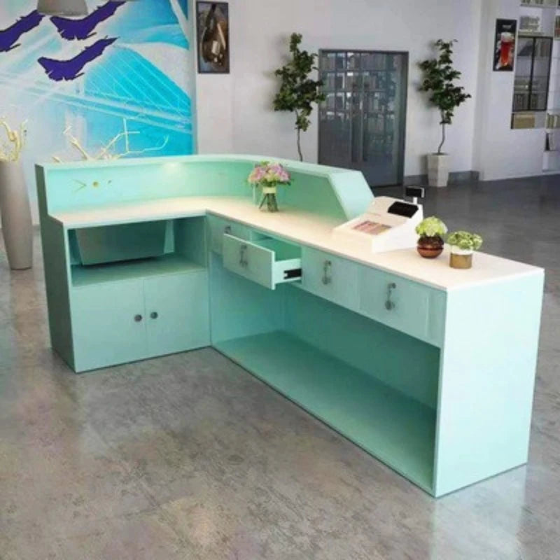 Costume store cashier simple modern milk tea shop beauty salon small shop light luxury counter bar company front desk