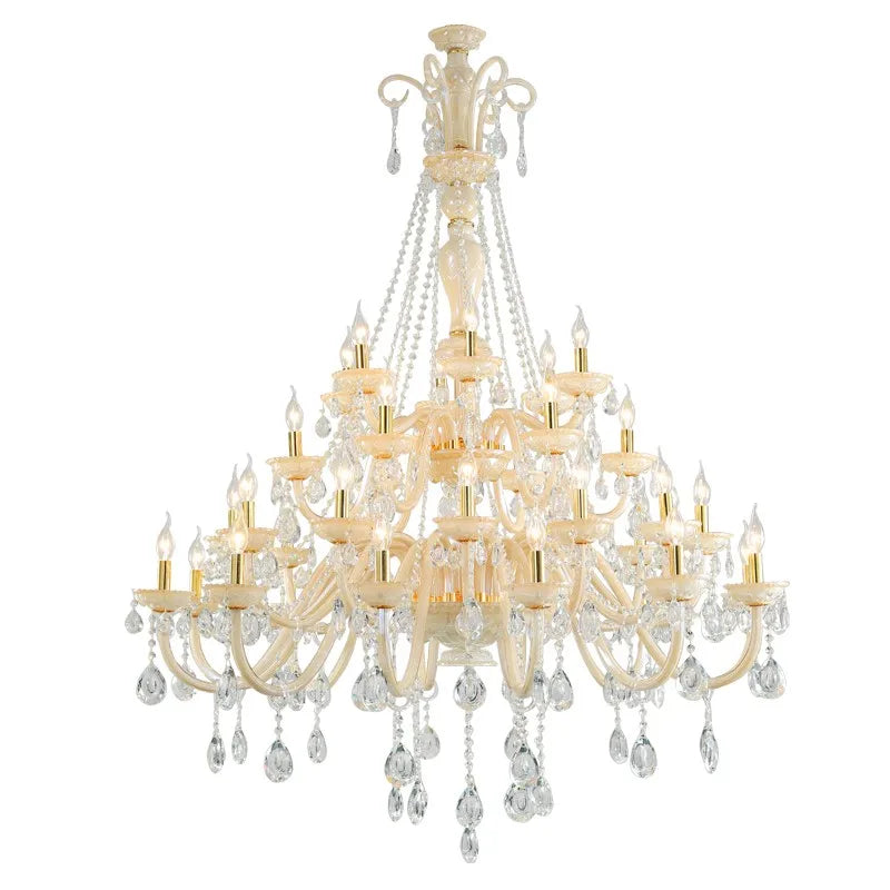 Crystal Large Chandeliers Luxury Living Room Villa Restaurant Staircase Light High-end Hotel Lobby Champagne Gold Candle Lamps