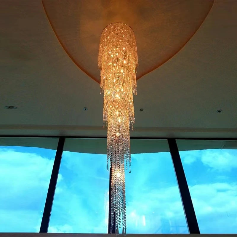 Crystal chandeliers luxury staircase decorative lights Villa high living room decorative lighting