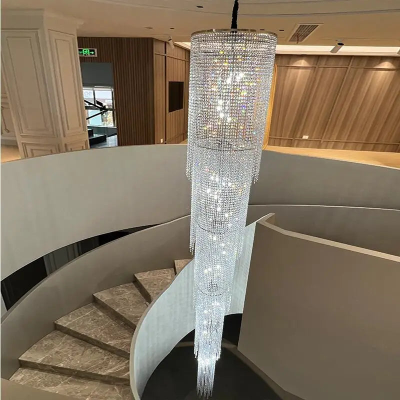 Crystal chandeliers luxury staircase decorative lights Villa high living room decorative lighting