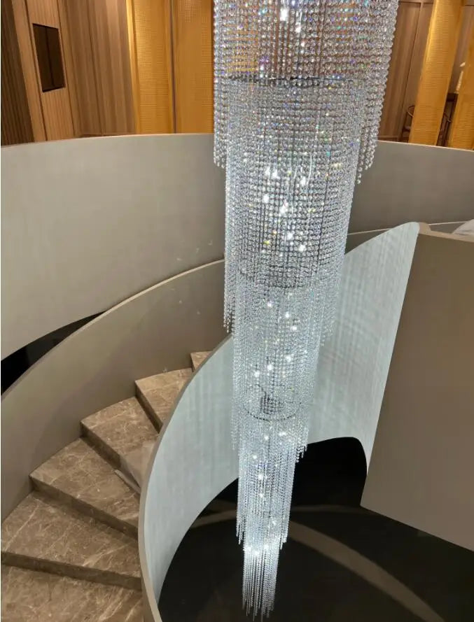 Crystal chandeliers luxury staircase decorative lights Villa high living room decorative lighting