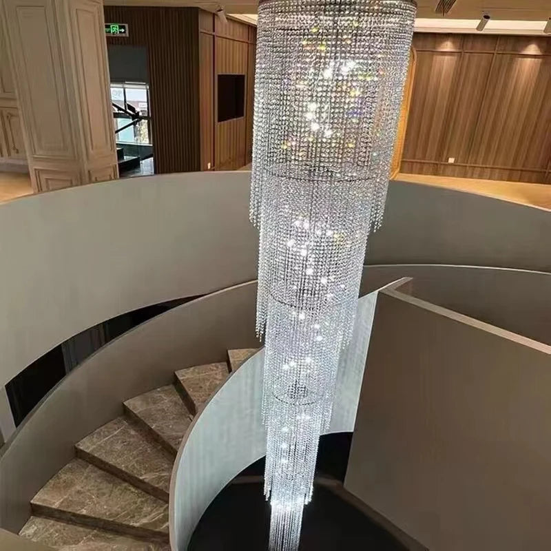 Crystal chandeliers luxury staircase decorative lights Villa high living room decorative lighting